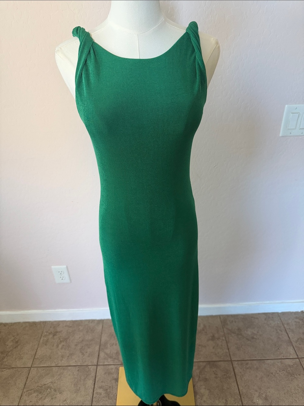 dee elle Emerald Green Twisted-Strap Maxi Dress